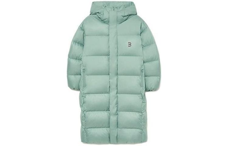 Lookbook MLB 波士顿红袜队宽松版徽标连帽长款羽绒服薄荷绿 男女同款 FW23. 3ADJB1136-43MTD