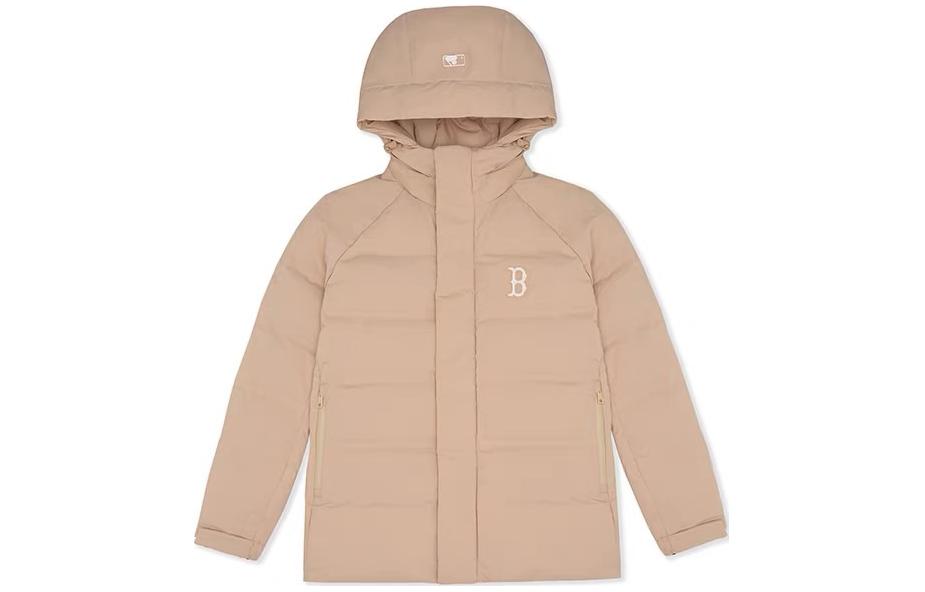 MLB FW23 Boston Red Sox Unisex Long Hooded Down Jacket Beige. 3ADJB2136-43BGM