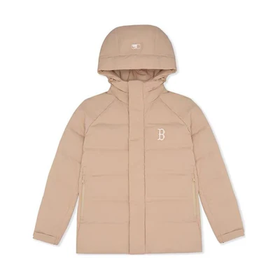 MLB FW23 Boston Red Sox Unisex Long Hooded Down Jacket Beige. 3ADJB2136-43BGM