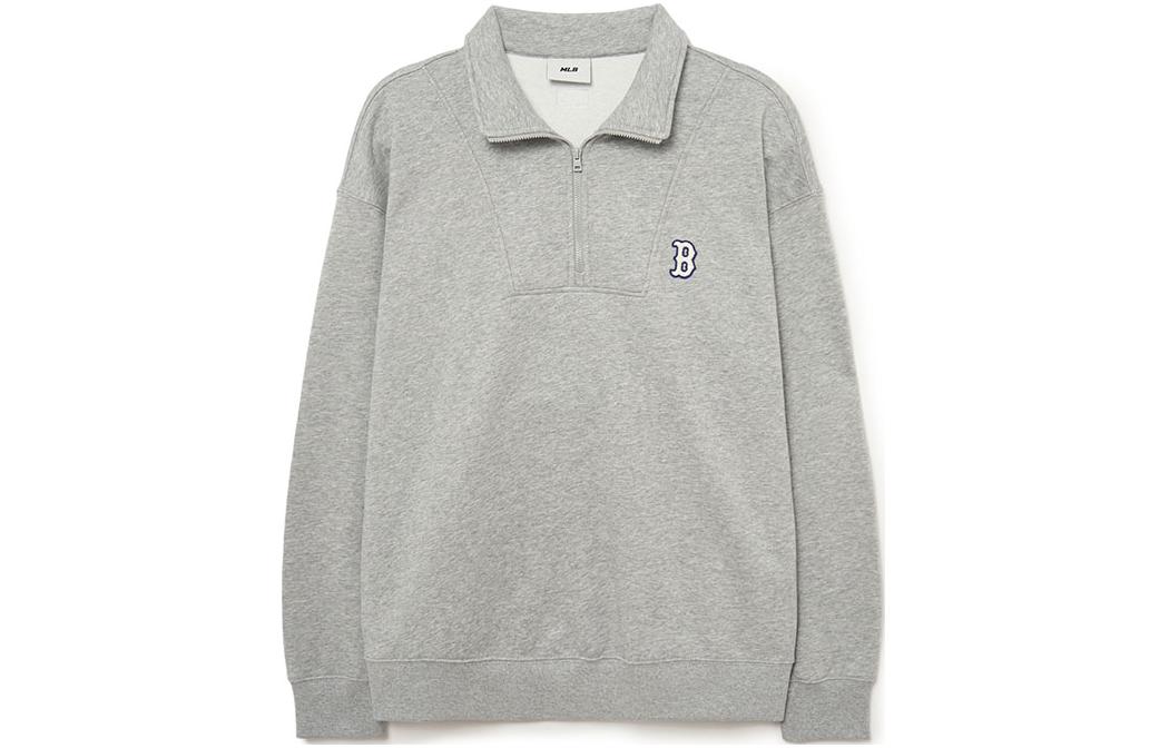 MLB FW23 Embroidered Logo Half-Zip Pullover Sweatshirt Unisex Ash Gray 3AMTB0534-43MGS