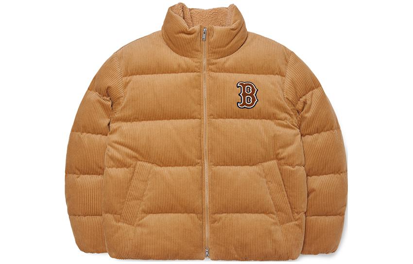 MLB FW23 Embroidered Logo Stand Collar Oversized Long Sleeve Down Jacket Beige Unisex 3ADJB0826-43BGS