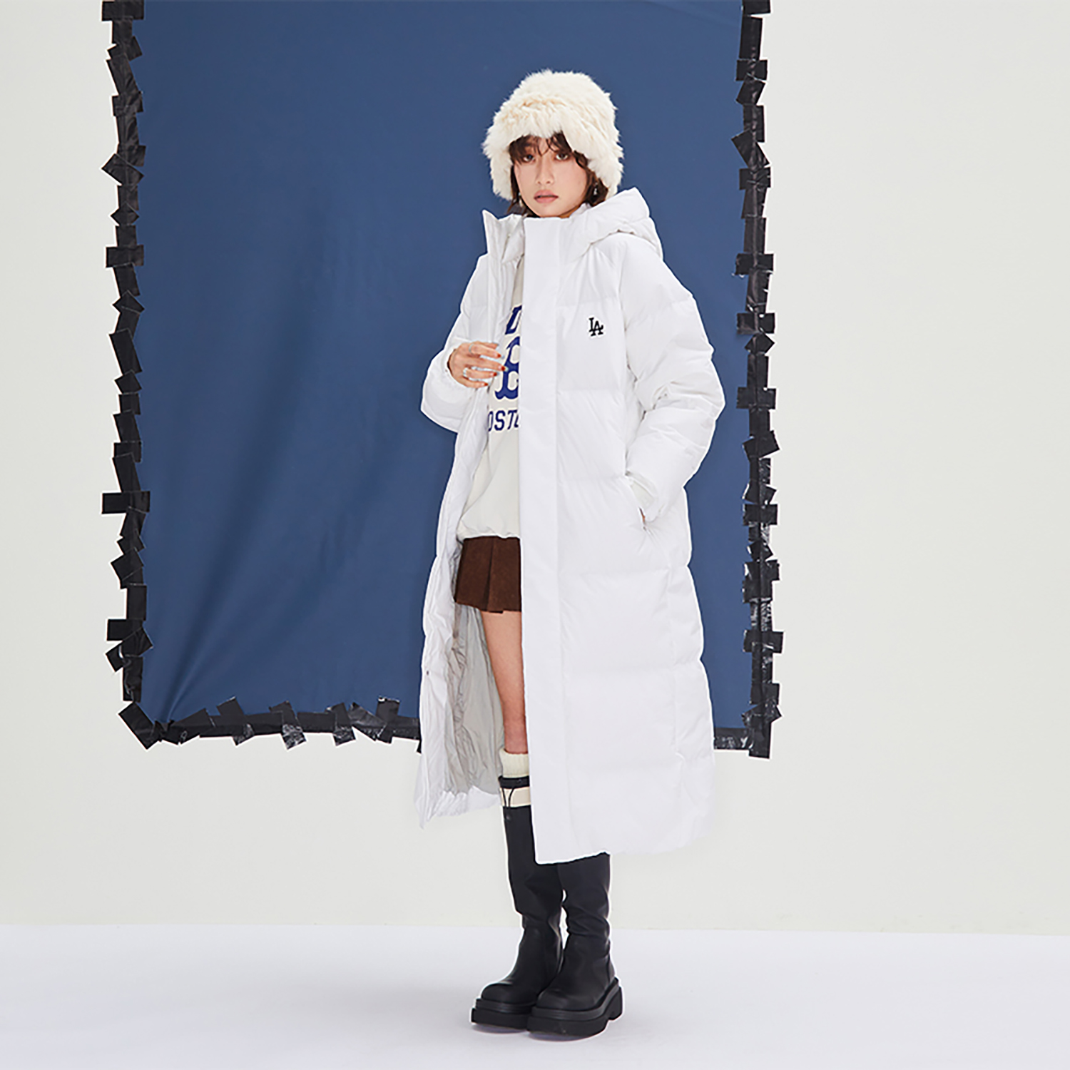 Sizing MLB FW23 洛杉磯道奇隊刺繡Logo長版羽絨外套 白色 男女款 3ADJB1436-07WHS