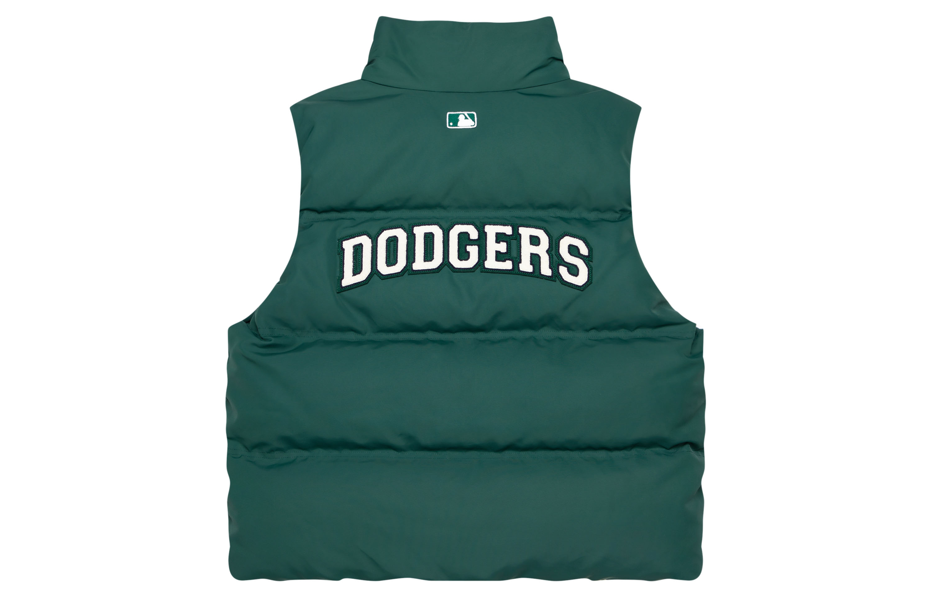 Lookbook MLB FW23 洛杉磯道奇隊標誌羽絨背心 男女款 綠色 3ADVV0136-07GND