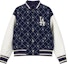 Order MLB FW23 洛杉磯道奇格紋字母復古棒球外套 海軍藍 男女款 3AJPM0634-07NYS