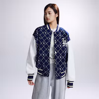 Sizing MLB FW23 洛杉磯道奇格紋字母復古棒球外套 海軍藍 男女款 3AJPM0634-07NYS