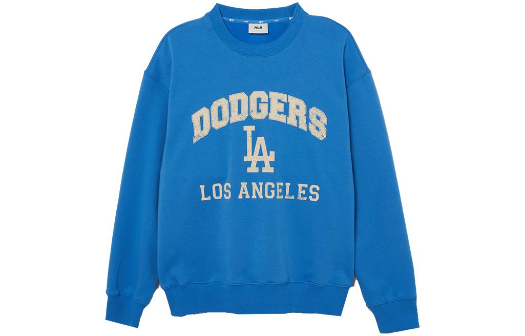 MLB FW23 Los Angeles Dodgers Retro Letter Crewneck Sweatshirt Unisex Light Blue 3AMTV0436-07BLL