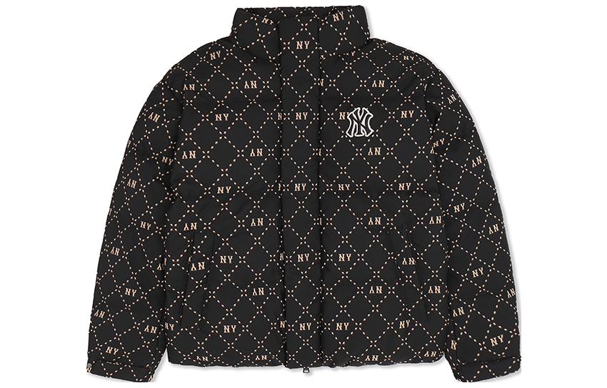 MLB FW23 Monogram New York Yankees Short Puffer Jacket Unisex Black. 3ADJM0536-50BKS