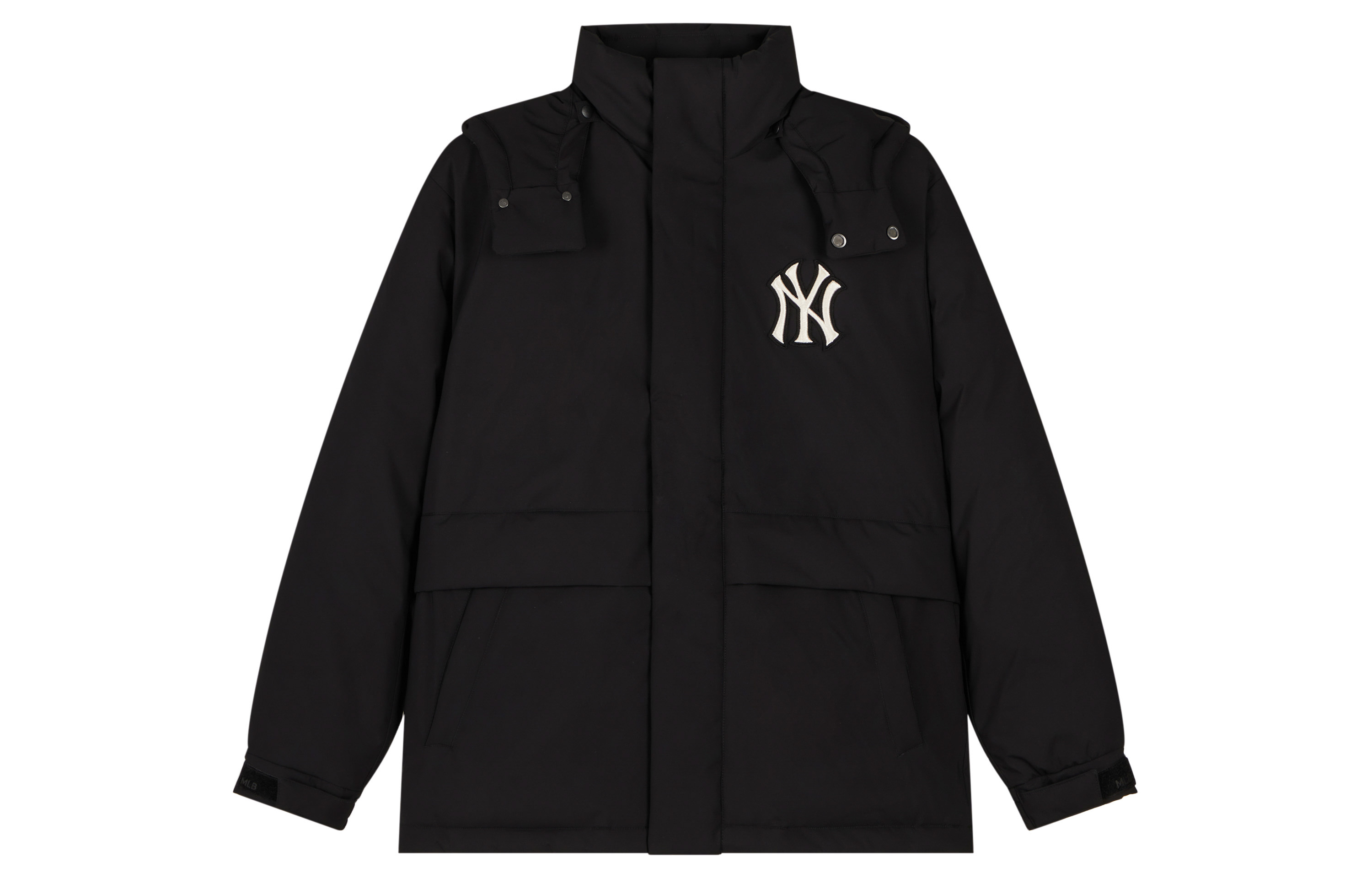 MLB FW23 New York Yankees Black Hooded Mid-Length Down Jacket Unisex 3ADJEC736-50BKS