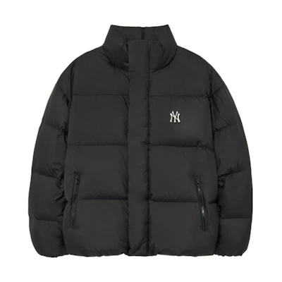 MLB FW23 New York Yankees Black Unisex Short Puffer Coat with Stand Collar 3ADJB0736-50BKS