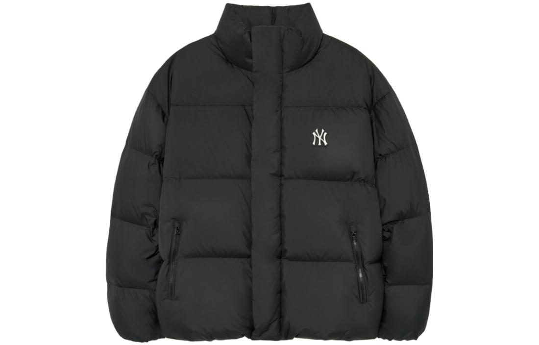 Order MLB FW23 Jaket Hitam Puffer Pendek Unisex New York Yankees dengan Kerah Berdiri 3ADJB0736-50BKS