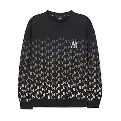 MLB FW23 New York Yankees Gradient Logo Printed Unisex Black Crewneck Sweatshirt 3AMTM1334-50BKS