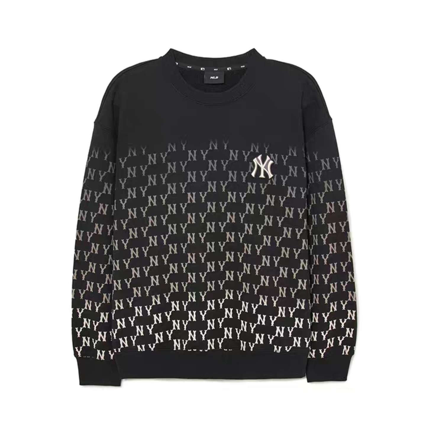 MLB FW23 New York Yankees Gradient Logo Printed Unisex Black Crewneck Sweatshirt 3AMTM1334-50BKS 圖 2