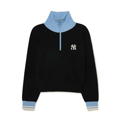 MLB FW23 New York Yankees High-Neck Loose Pullover Knit Sweater Unisex Black 3FKPV0134-50BKS
