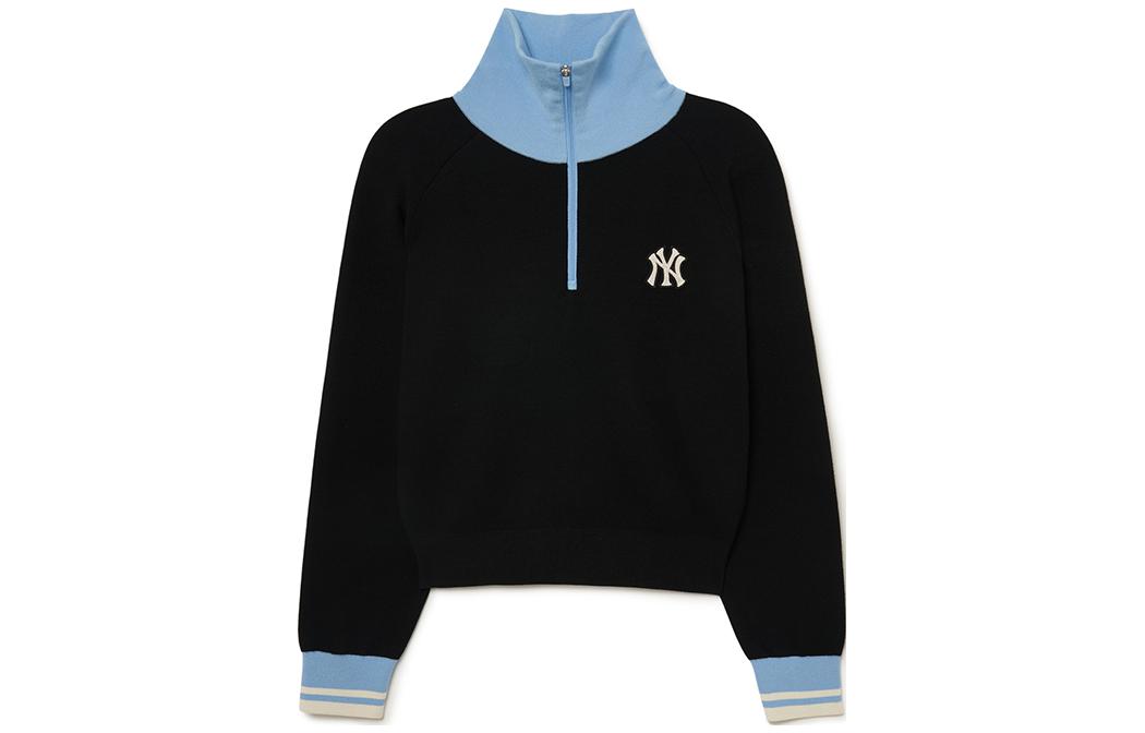 Order MLB FW23 New York Yankees High-Neck Loose Pullover Knit Sweater Unisex Black 3FKPV0134-50BKS
