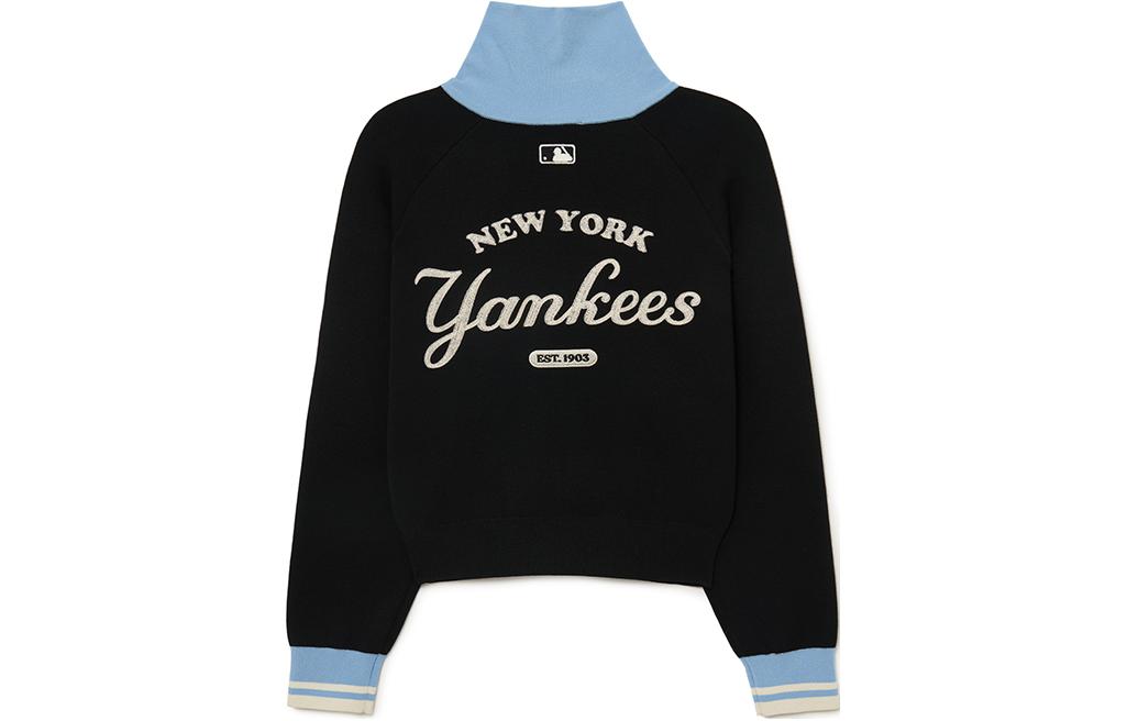 Lookbook MLB FW23 New York Yankees High-Neck Loose Pullover Knit Sweater Unisex Black 3FKPV0134-50BKS