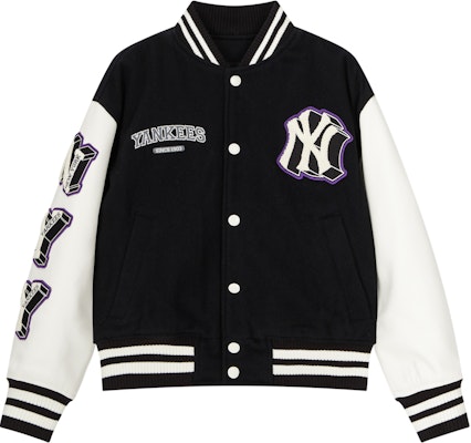 MLB FW23 New York Yankees Letter Print Black Baseball Jacket Unisex Long Sleeve 3AJPV0234-50BKS Buy MLB FW23 New York Yankees Letter Print Black Baseball Jacket Unisex Long Sleeve 3AJPV0234-50BKS