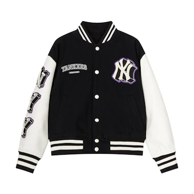MLB FW23 New York Yankees Letter Print Black Baseball Jacket Unisex Long Sleeve 3AJPV0234-50BKS