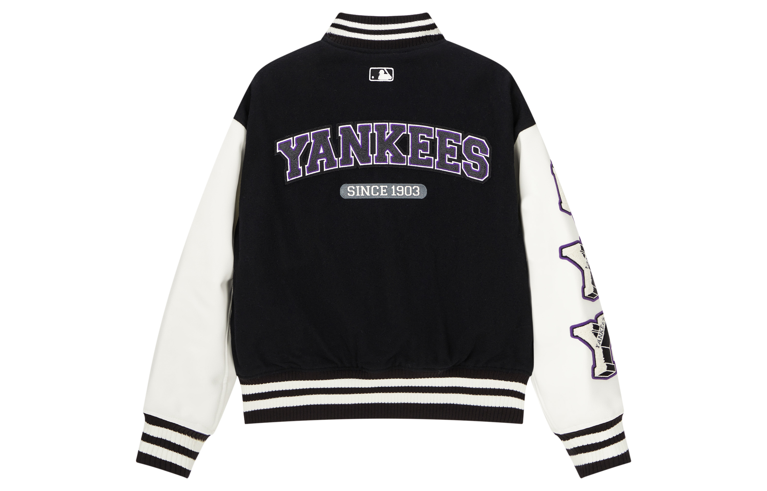 Lookbook MLB FW23 Jaket Baseball Hitam Cetakan Huruf New York Yankees Lengan Panjang Unisex 3AJPV0234-50BKS