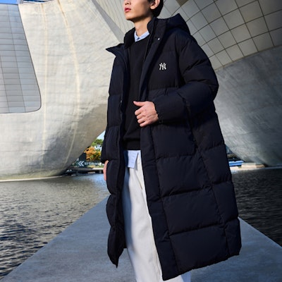 MLB FW23 紐約洋基隊標誌印花長版羽絨外套 男女款 黑色 3ADJB1336-50BKS Details for MLB FW23 紐約洋基隊標誌印花長版羽絨外套 男女款 黑色 3ADJB1336-50BKS