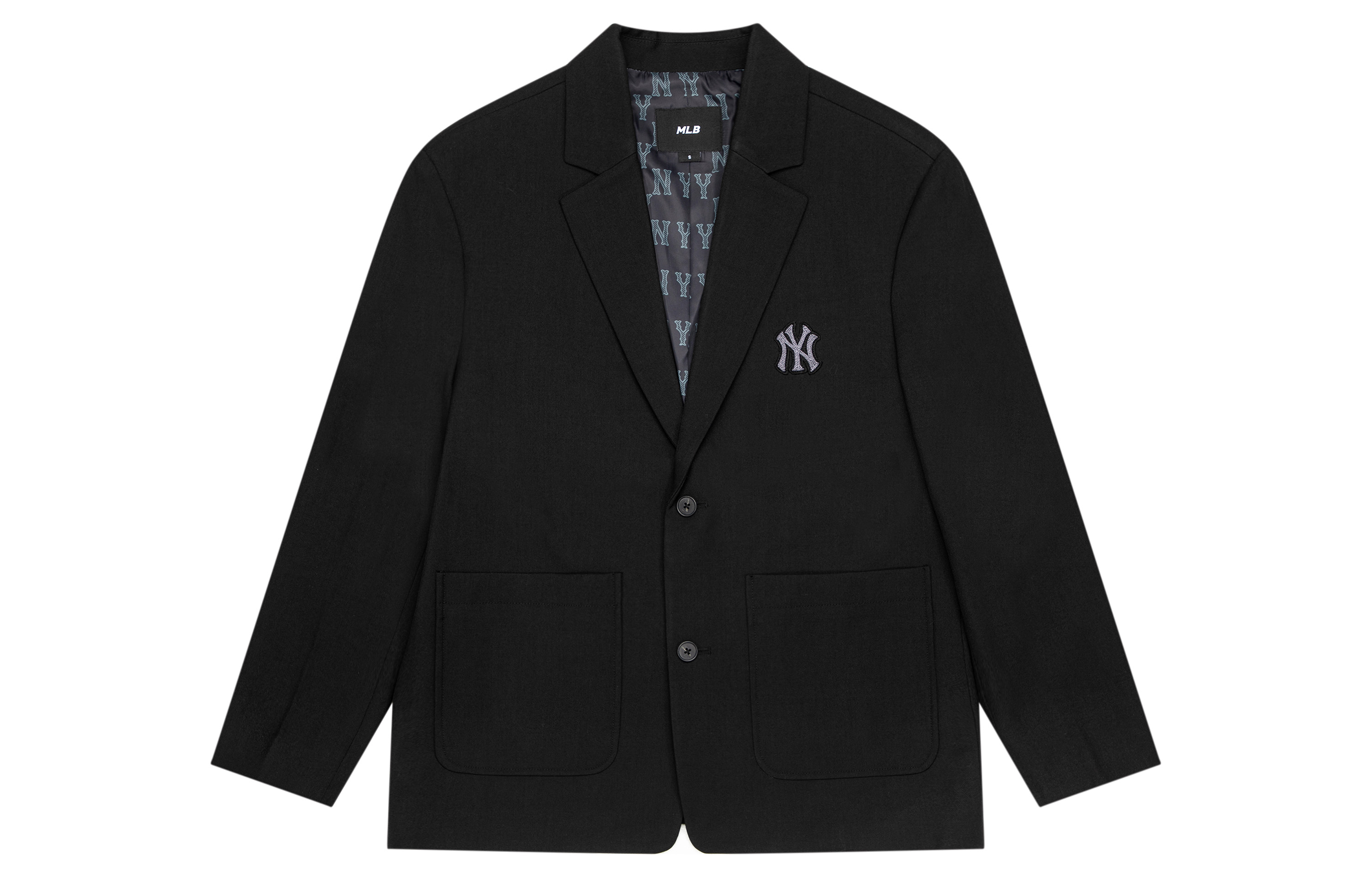Order MLB FW23 紐約洋基隊標誌印花單扣西裝外套 男女同款 黑色。 3AJKM0134-50BKS