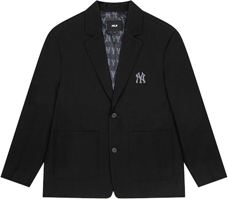 MLB FW23 紐約洋基隊標誌印花單扣西裝外套 男女同款 黑色。 3AJKM0134-50BKS Order MLB FW23 紐約洋基隊標誌印花單扣西裝外套 男女同款 黑色。 3AJKM0134-50BKS