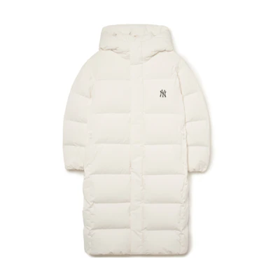 MLB FW23 New York Yankees Logo Printed Long Down Jacket Unisex White 3ADJB1336-50CRS