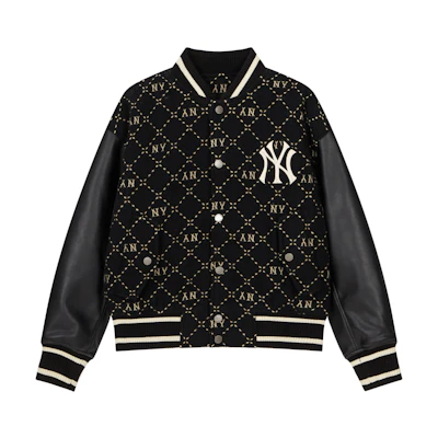 MLB FW23 New York Yankees Plaid Monogram Baseball Jacket Unisex Black 3AJPM0634-50BKS
