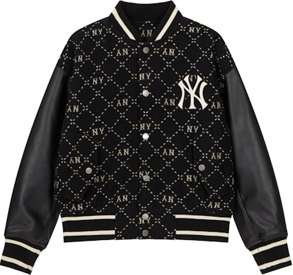 MLB FW23 紐約洋基格紋字母棒球外套 黑色 男女適用 3AJPM0634-50BKS Order MLB FW23 紐約洋基格紋字母棒球外套 黑色 男女適用 3AJPM0634-50BKS