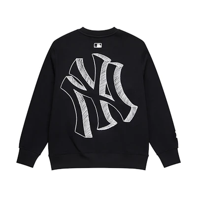MLB FW23 New York Yankees Pullover Crewneck Sweatshirt Unisex Black 3AMTB0434-50BKS
