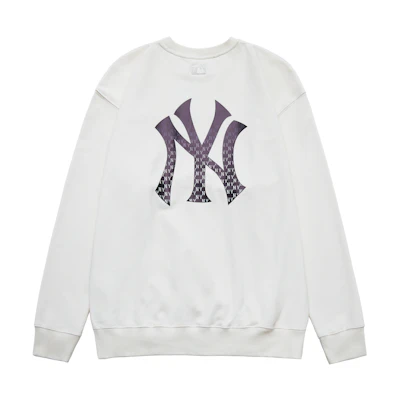 MLB FW23 New York Yankees Retro Gradient Crewneck Sweatshirt White Unisex 3AMTM0234-50CRD