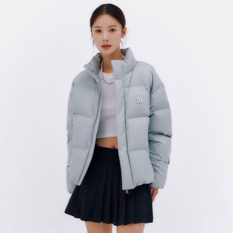 MLB FW23 New York Yankees Solid Color Letter Stand Collar Down Jacket Blue Unisex. 3ADJB0736-50GRS 圖 4