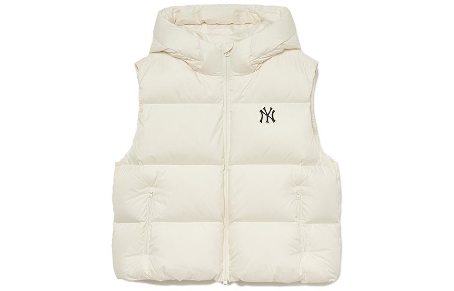 Order MLB FW23 양키스 크림 민소매 후드 패딩 조끼 유니섹스 루즈핏. 3ADVB0436-50CRS