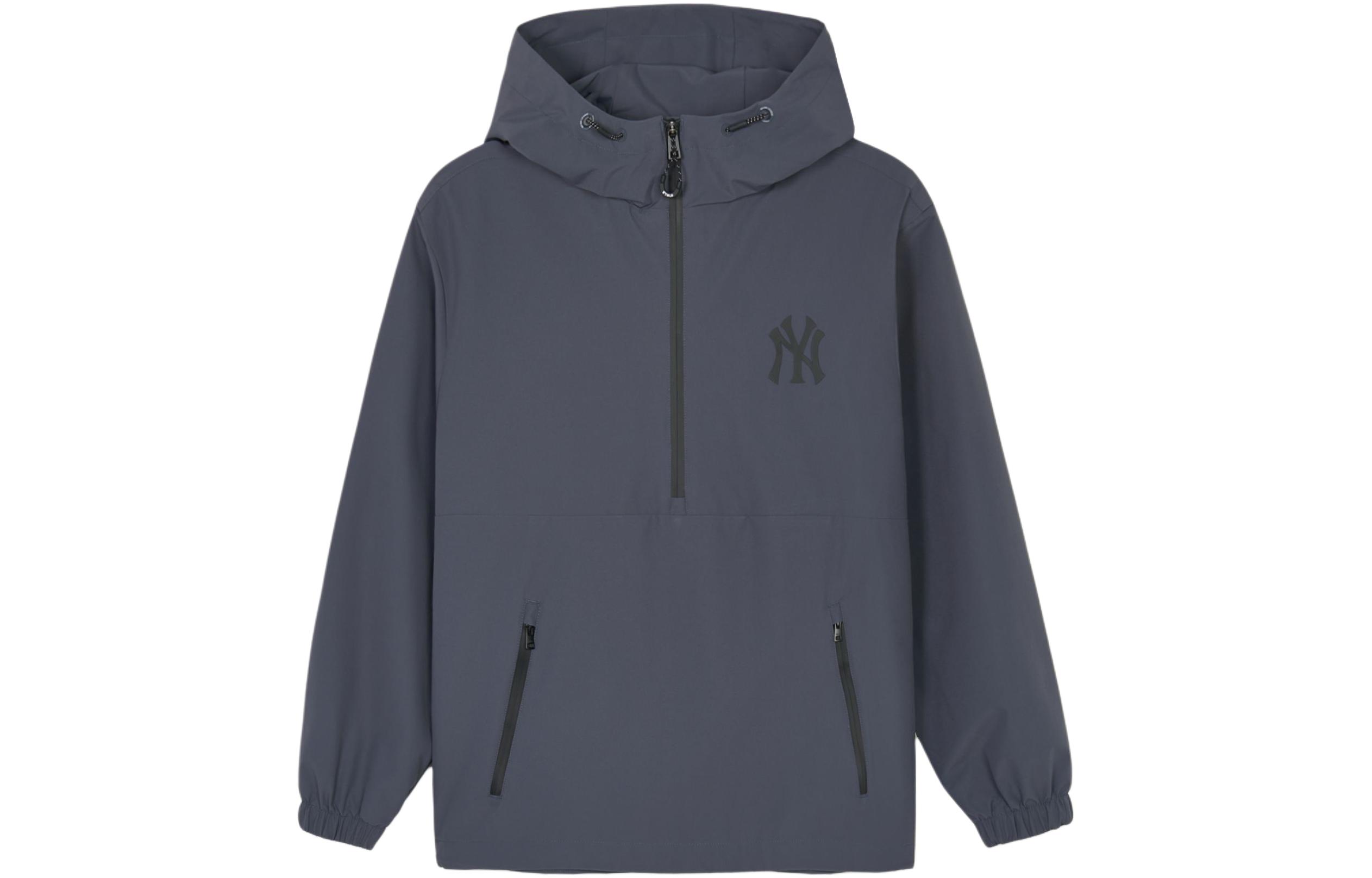 MLB Gofcore Reflective SS24 Yankees Charcoal Half-Zip Reflective Hoodie Jacket Unisex 3AWJB0241-50GRD