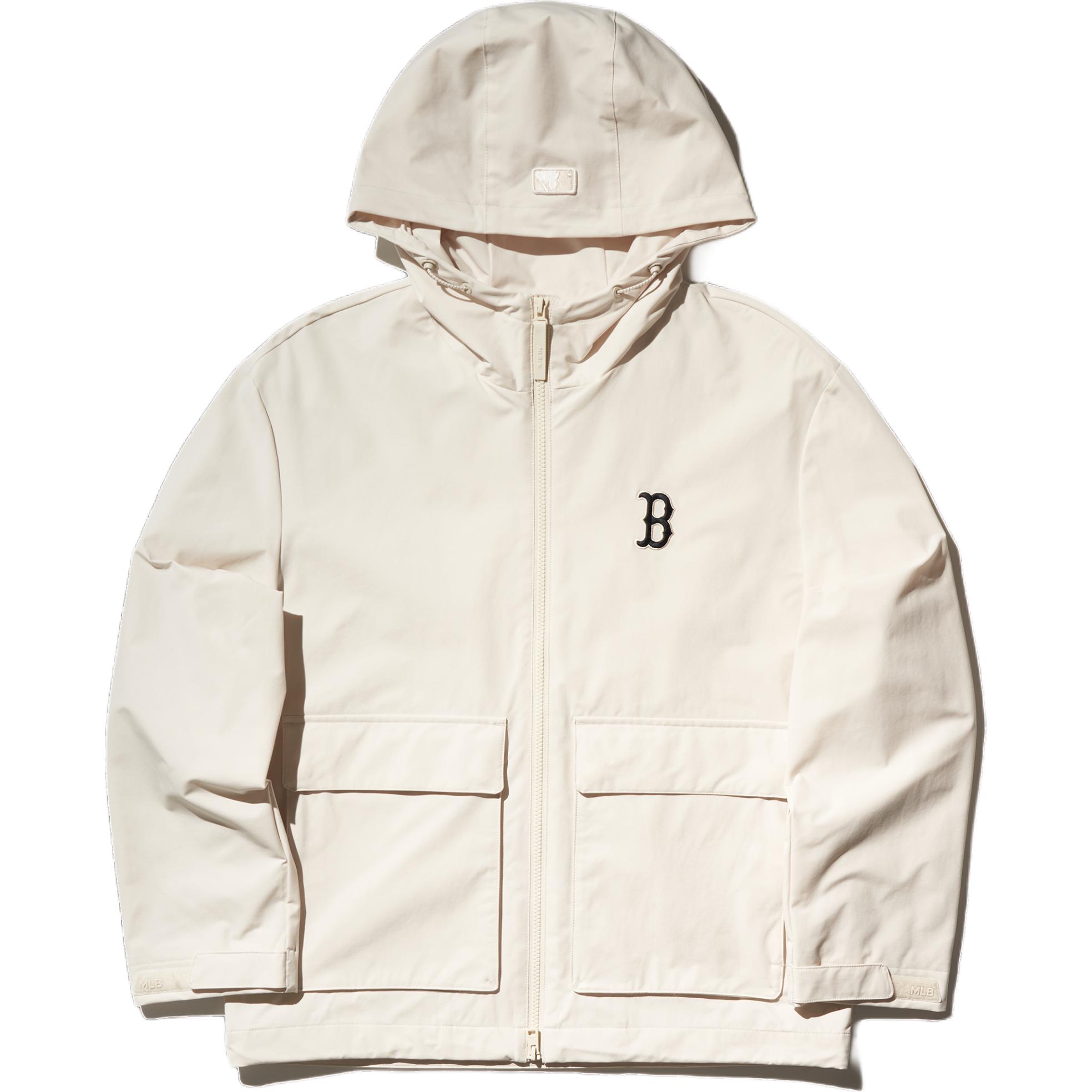 MLB Gorpcore Boston Red Sox Logo Print Zip-Up Hoodie Jacket Unisex Cream 3AWJB0144-43CRD 圖 2