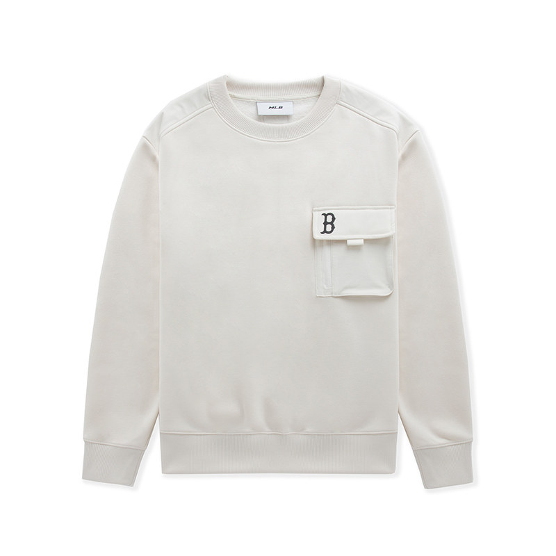 MLB Gorpcore Boston Red Sox Outdoor Casual Beige Crewneck Sweatshirt Unisex 3AMTB1246-43CRD