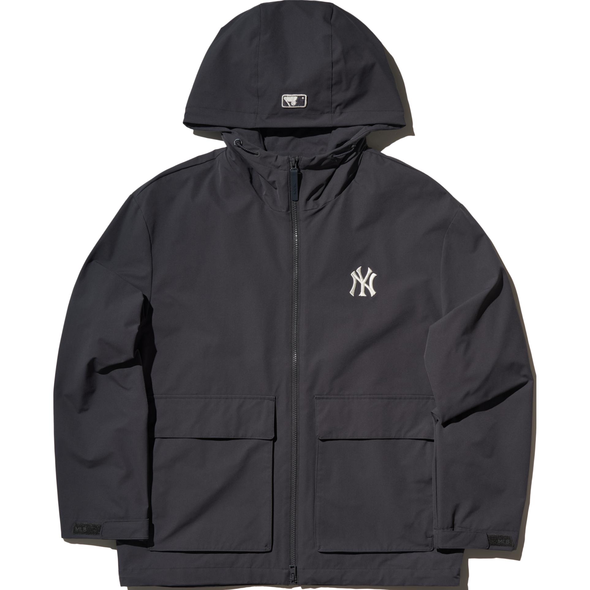 MLB Gorpcore Logo Hooded Windbreaker Unisex - Gray Casual Comfortwear 3AWJB0144-50CGS