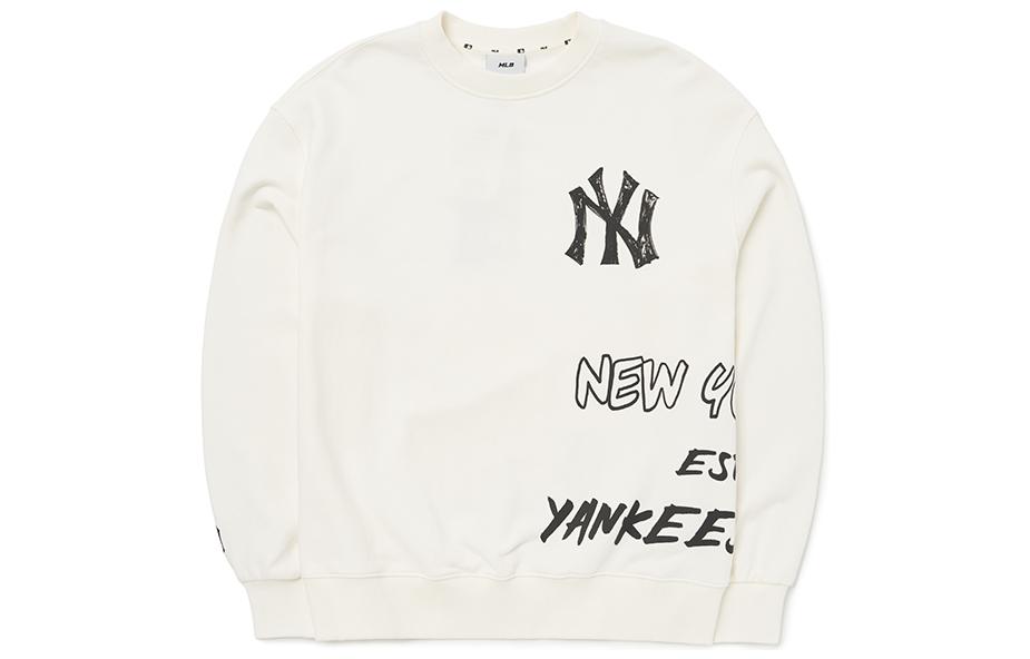 MLB Graffiti Logo Print Overfit Crewneck Sweatshirt Unisex White 3AMTZ0224-50