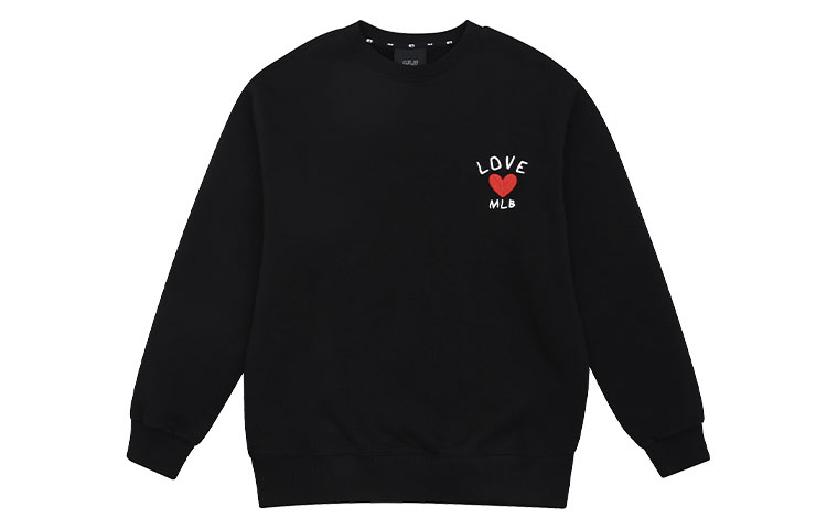 MLB Heart Embroidered Crewneck Sweatshirt Unisex Black 31MTH2061-50L