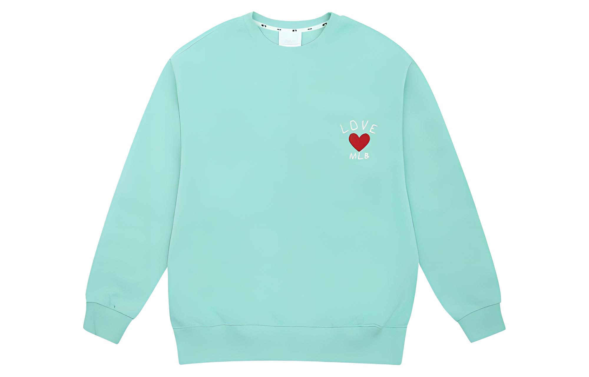 MLB Heart Embroidered Mint Unisex Long-Sleeve Sweatshirt 31MTH2061-50T