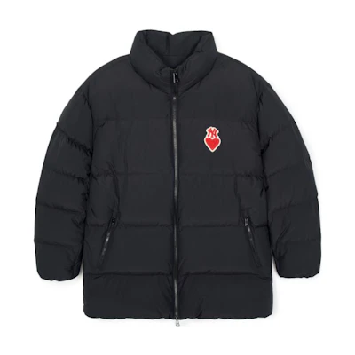 MLB Heart Patch Zip-Up Stand Collar Jacket Unisex Black 3ADJH0236-50BKS