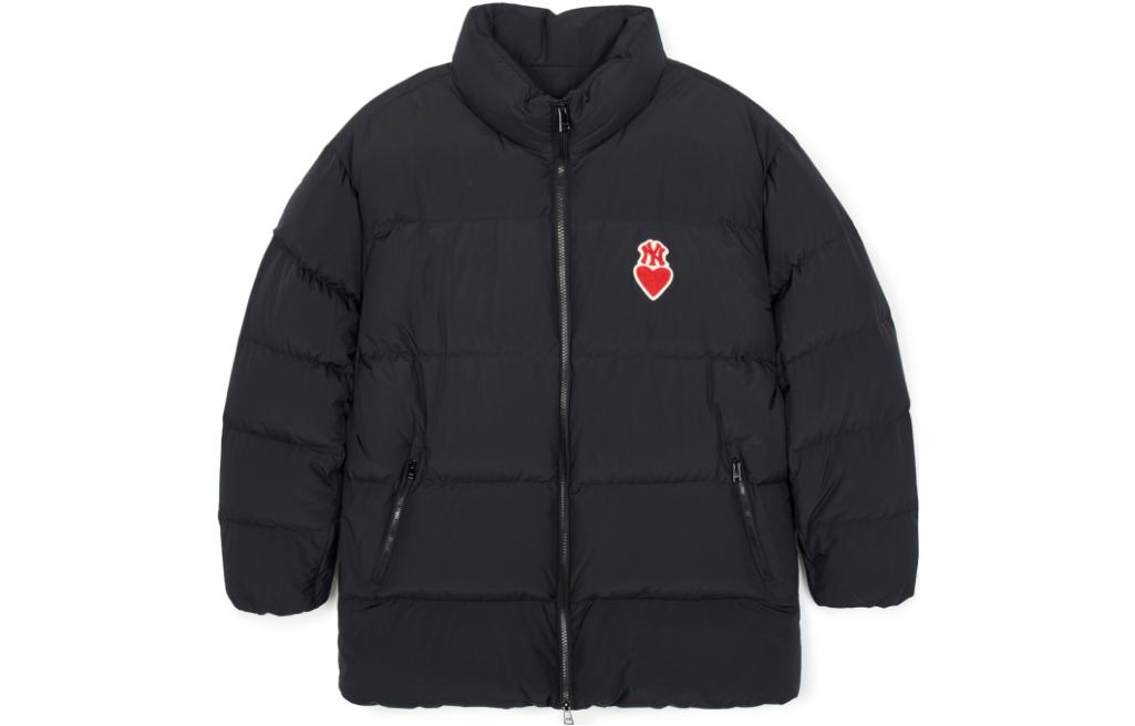 Order MLB Heart Patch Zip-Up Stand Collar Jacket Unisex Black 3ADJH0236-50BKS