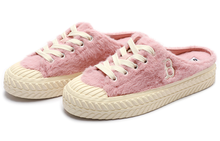 Shop MLB 海馬毛 輕便 低幫 板鞋 男女同款 粉白