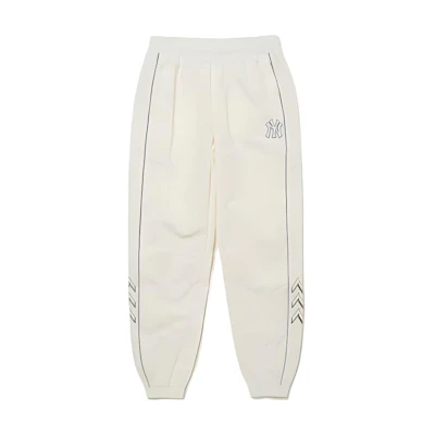 MLB Ivory Logo Jogger Pants Unisex - Relaxed Knit with Elastic Waistband. 3AWPS1414-50IVS