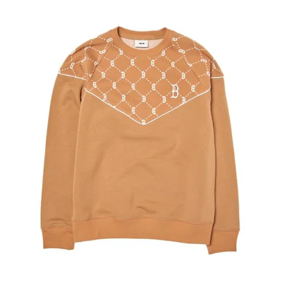 MLB Jacquard Boston Red Sox Beige Sweatshirt Unisex Crewneck Pullover 3AMTM1144-43CAS
