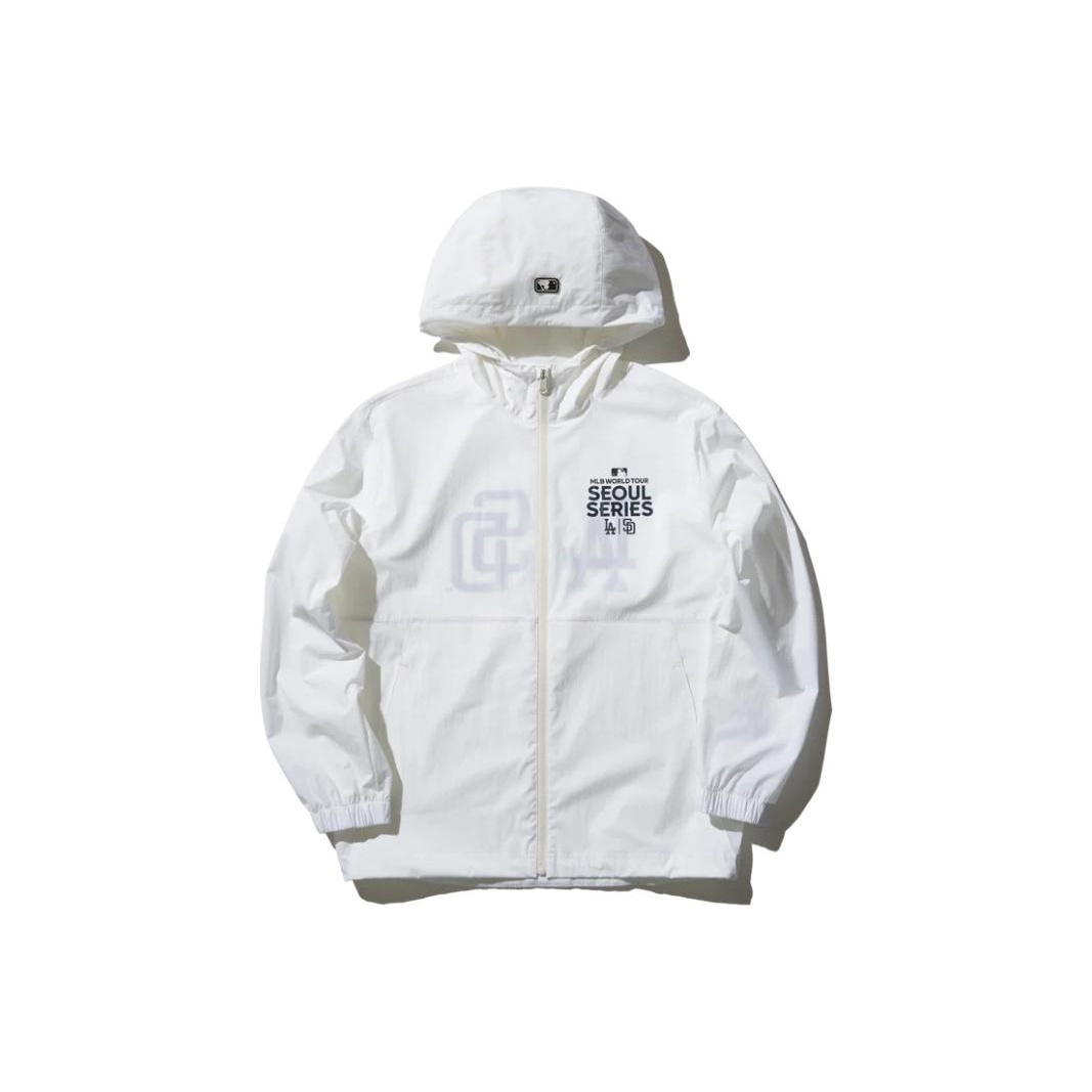 MLB Korea Seoul Series Dodgers vs Padres White Full-Zip Hoodie Jacket 3AWJB9043-00IVS