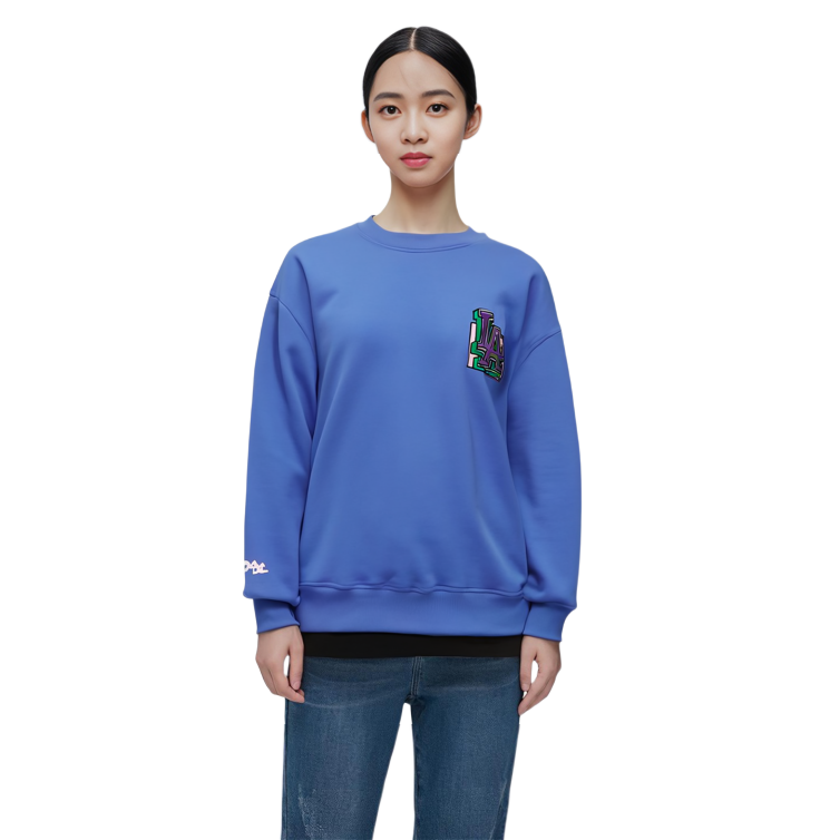 Shop MLB LA Dodgers Graphic Printed Crewneck Sweatshirt Unisex Blue 3AMTL0426-07BLS