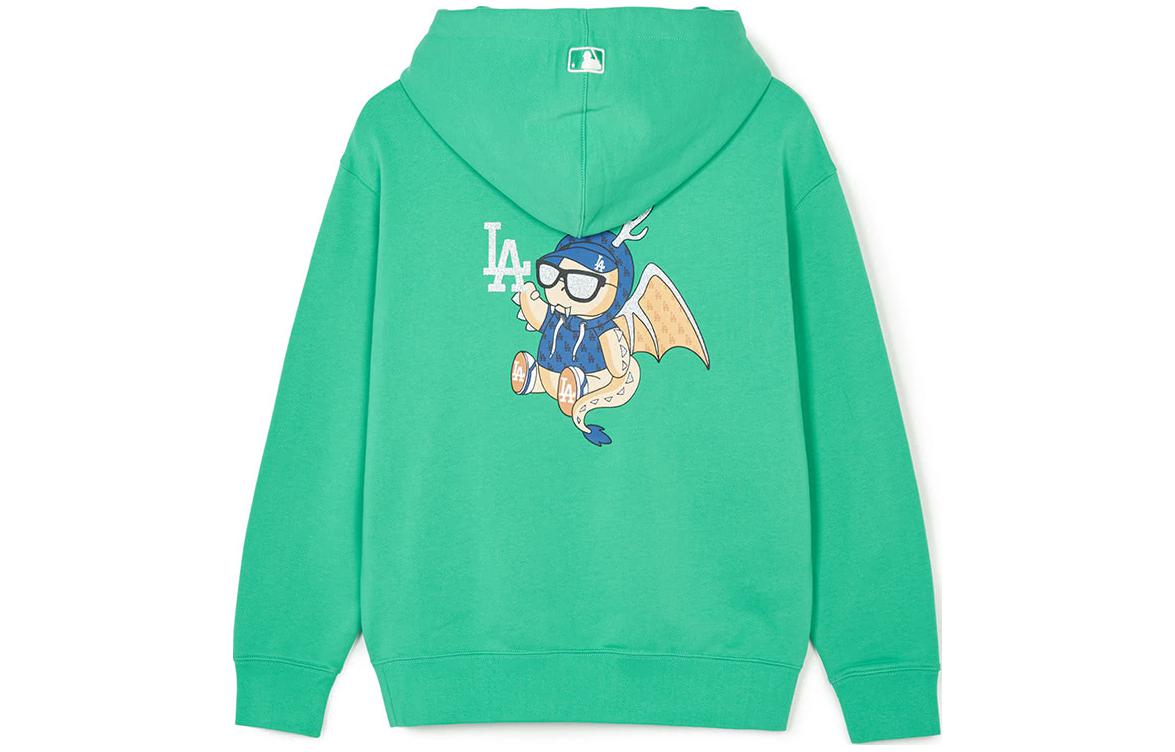 MLB LA Dodgers Hoodie Cartoon Print Pullover Unisex Light Green 3AHDQ0141-07GNL