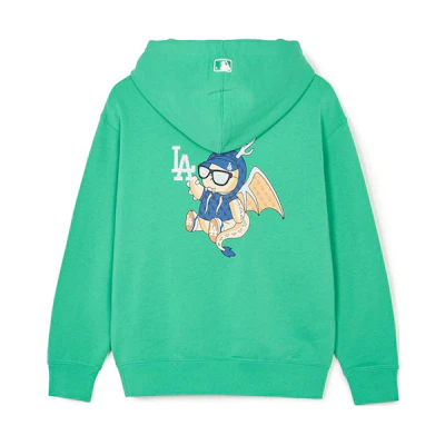 MLB LA Dodgers Hoodie Cartoon Print Pullover Unisex Light Green 3AHDQ0141-07GNL
