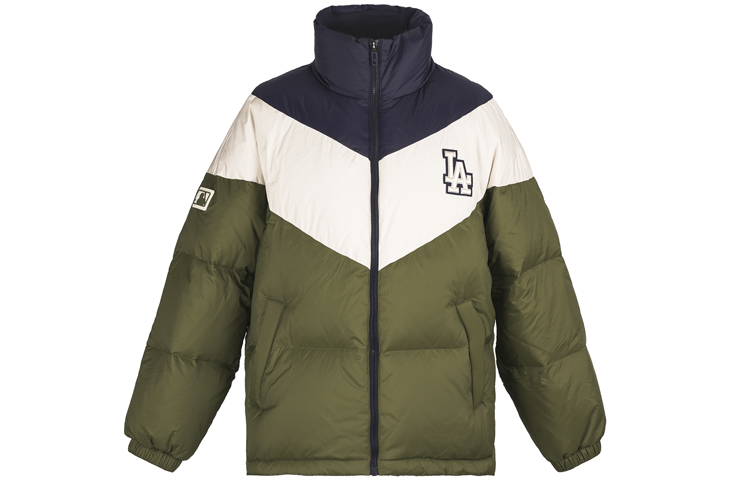 MLB LA Dodgers Patchwork Puffer Jacket Unisex Winter Army Green 31DJN3061-07K 圖 2