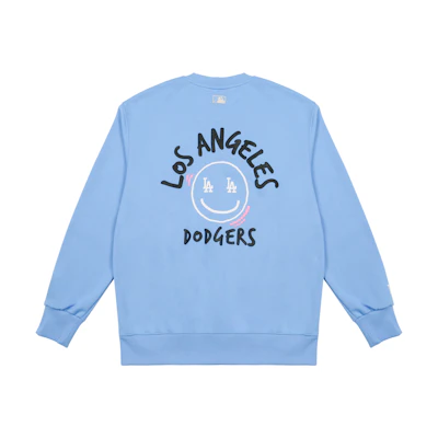 MLB LA Dodgers Retro Logo Print Oversized Crewneck Sweatshirt Unisex Blue 3AMTL0514-07BLS